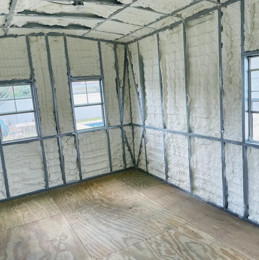 Closed-cell spray foam insulation applied to wall cavities in a residential project in Mountain House